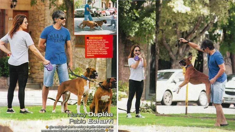 Nancy Dupláa y Pablo Echarri, su relajada tarde familiar: paseo en la plaza con sus hijos y los perros
