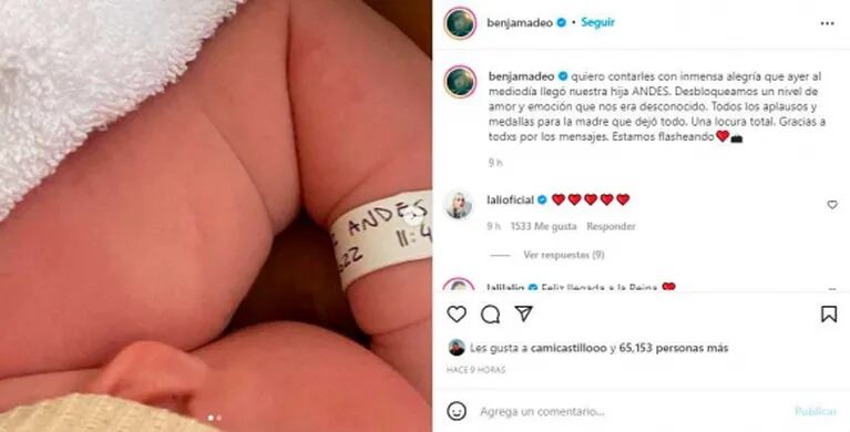 La reacción de Lali Espósito al enterarse del nacimiento de la hija de su ex, Benjamín Amadeo