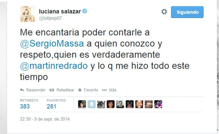 El furibundo tweet de Luciana contra su ex pareja (Foto: Captura). 