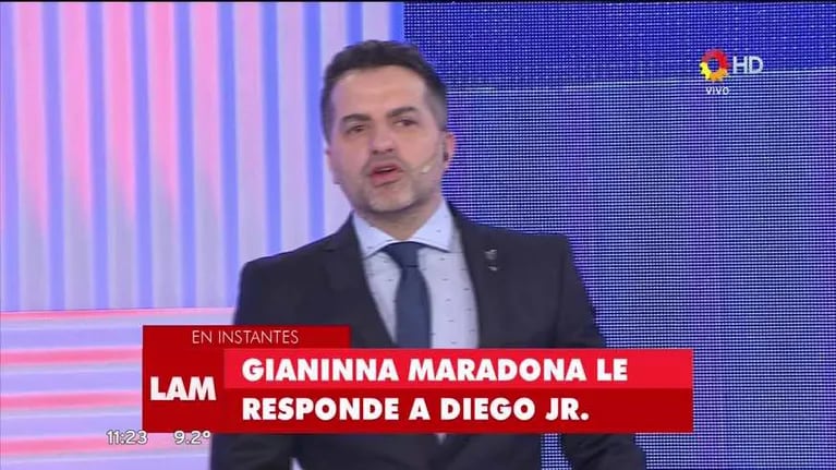 El video del tenso cruce de Gianinna Maradona con Diego Junior en vivo