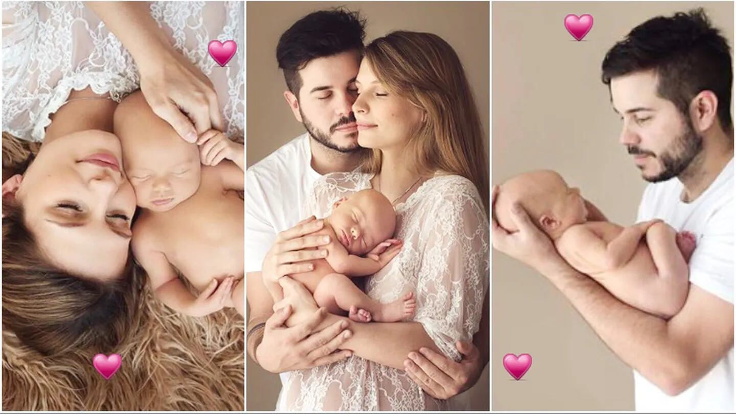 La tierna producción de fotos de Nicolás Magaldi y Betiana Wolenberg con su hijo de 1 mes: Juntos a la par