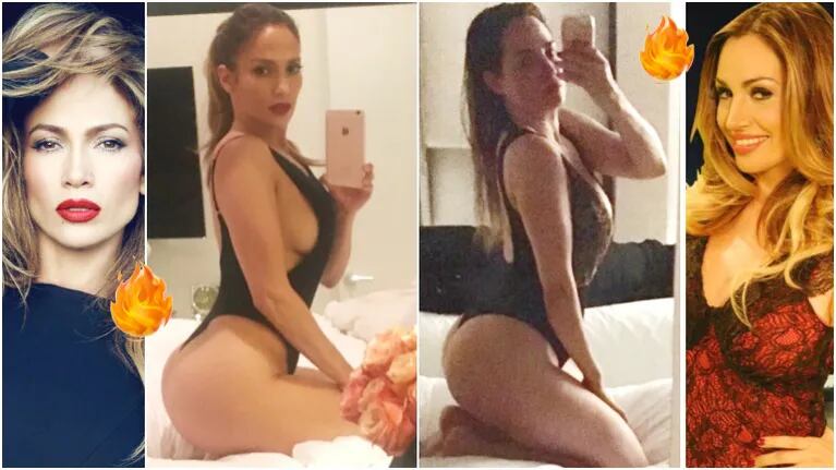 Belén Francese imitó la foto súper hot de Jennifer Lopez (Fotos: Instagram y Web)