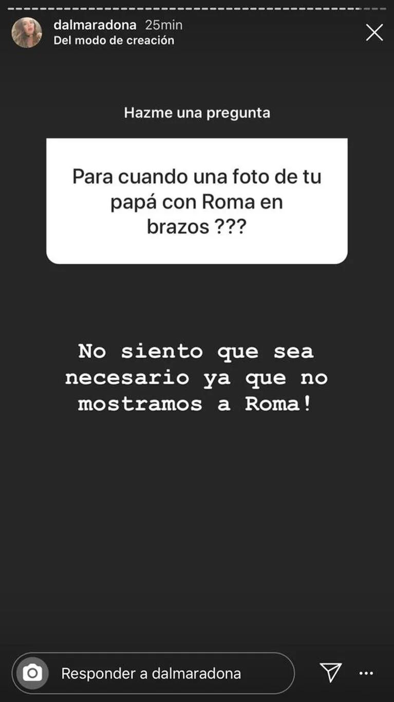 Tajante respuesta de Dalma Maradona sobre cuándo habrá una foto de Diego con Roma: "No creo que sea necesario"