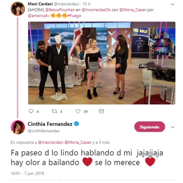Picantes mensajes de Cinthia Fernández sobre Belén Pouchan tras el rumor de romance con Matías Defederico