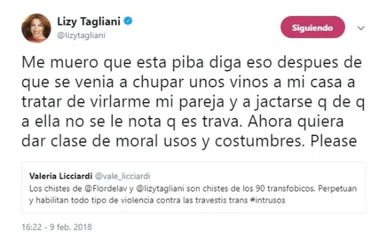 Lizy Tagliani, furiosa con Valeria Licciardi por catalogar sus chistes de transfóbicos: "Me muero que diga eso después de que tratara de virlarme mi pareja"