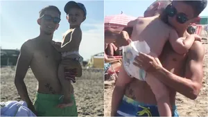 El "método veraniego" de Rodrigo Noya para cambiarle los pañales a su hijo en la playa