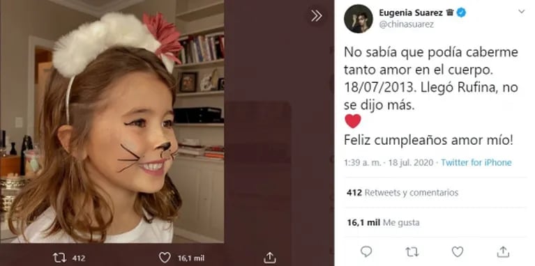 El significativo saludo de China Suárez a Rufina con fotos muy tiernas: "Feliz nacimiento, amor de mi vida"