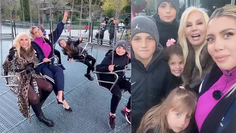 Las fotos más divertidas de Susana Giménez con los hijos de Wanda Nara en un parque de diversiones.