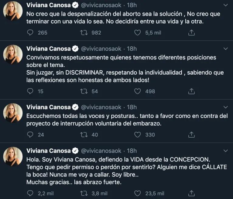 Viviana Canosa volvió a cruzar a Actrices Argentinas: "¿Tengo que pedir perdón por defender la vida desde la concepción?