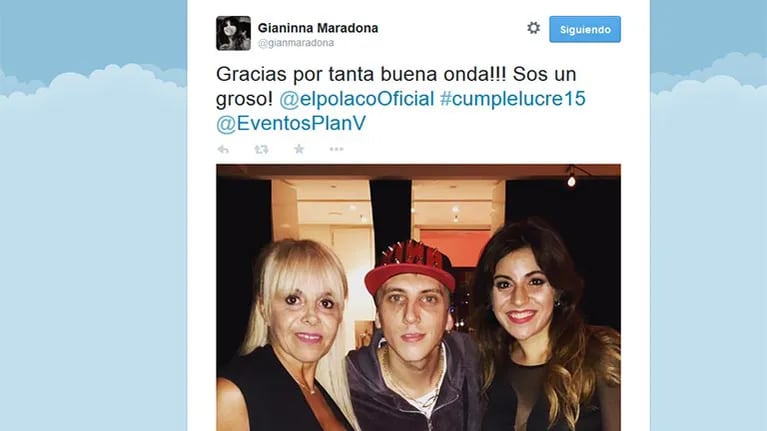 La foto de Gianinna Maradona con El Polaco que despertó polémica en Twitter.