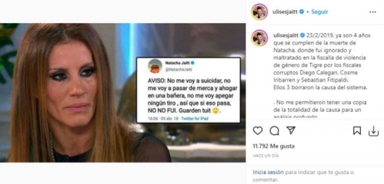 A 4 años de la muerte de Natacha Jaitt, su hermano Ulises la recordó en las redes: "Esta es mi lucha"