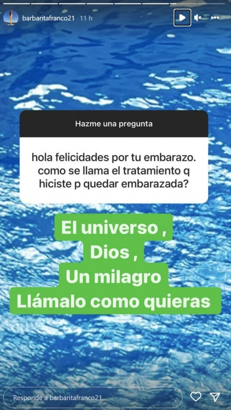 A Barby Franco le preguntaron qué tratamiento hizo para quedar embarazada y sorprendió con la respuesta