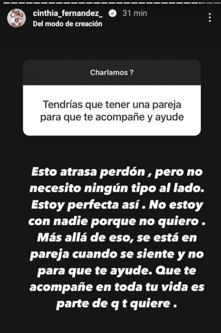 A Cinthia Fernández le aconsejaron tener un novio y respondió contundente