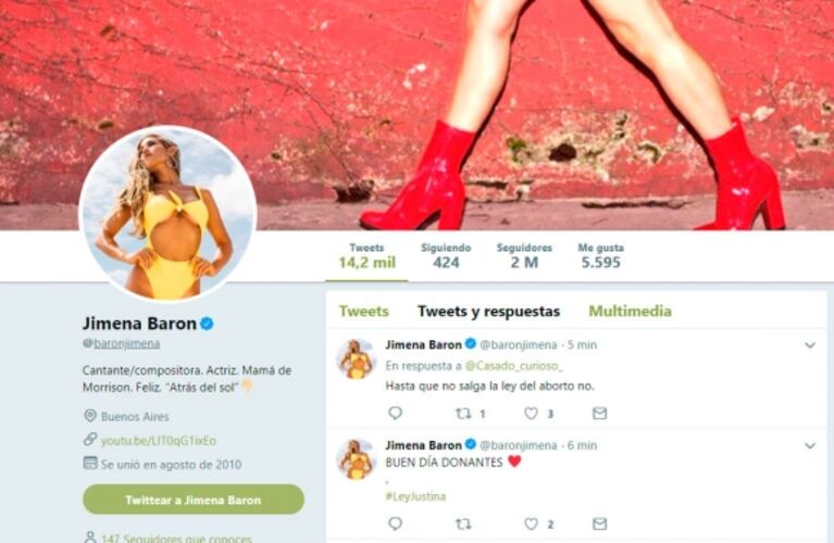 A Jimena Barón le bloquearon su Twitter por publicar un mensaje polémico: mirá qué había posteado