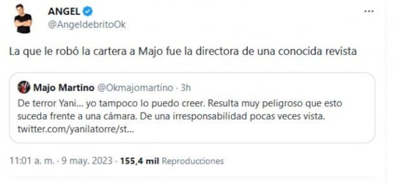 A Majo Martino le robaron la cartera y reconoció a la ladrona: "Se comunicó conmigo"