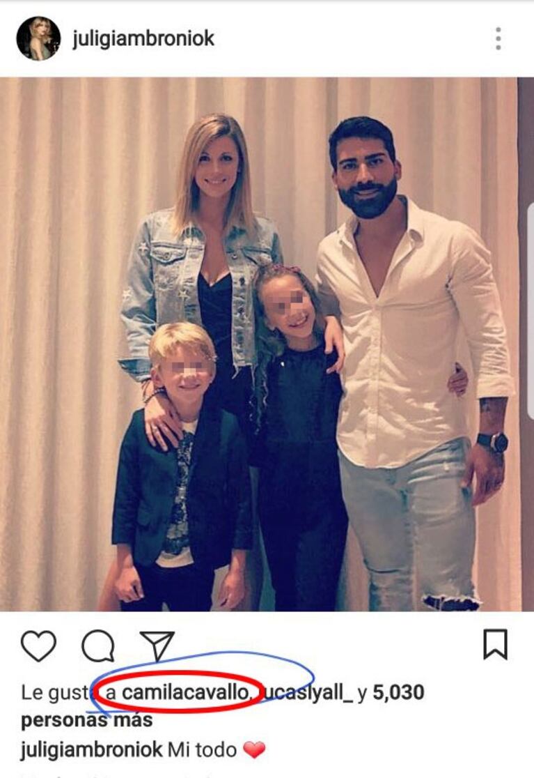 A Mariano Martínez le gusta esto: Camila Cavallo y Juliana Giambroni intercambiaron likes en Instagram