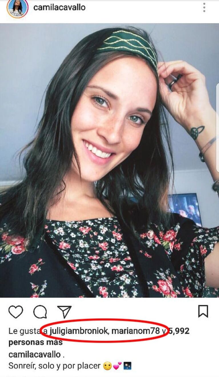 A Mariano Martínez le gusta esto: Camila Cavallo y Juliana Giambroni intercambiaron likes en Instagram