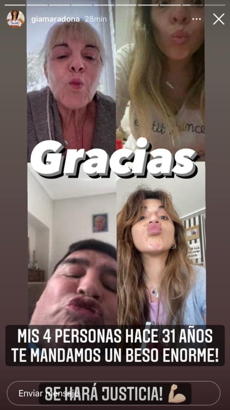 ¡A pesar de la guerra judicial! Gianinna Maradona posteó una foto inédita de una videollamada con Diego y Claudia