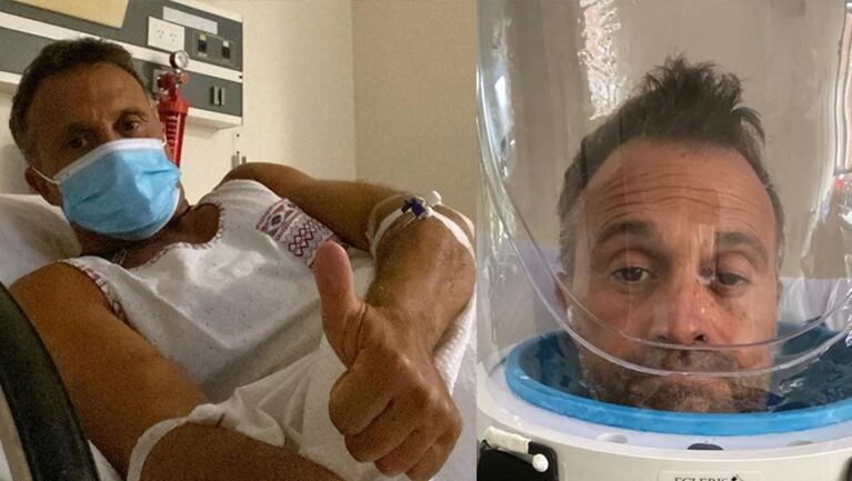 A Sergio le pusieron un casco especial para que respirara mejor.