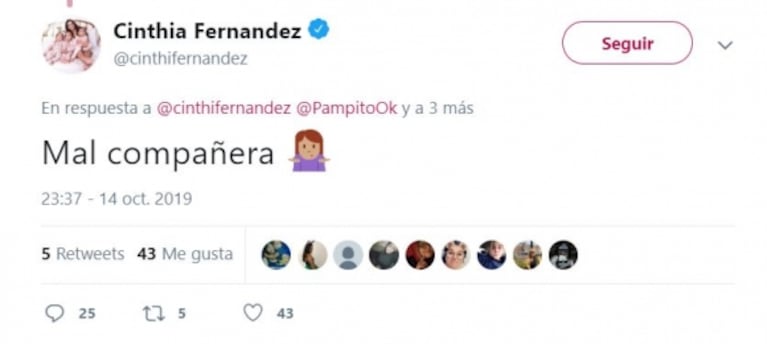 A Silvina Escudero la mandaron al frente con unos fuertes likes y Cinthia Fernández la cruzó: "Mala compañera"