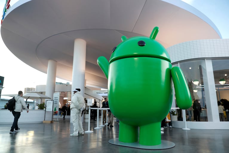 A statue of the Android mascot is displayed in front of the Google house at CES 2024, an annual consumer electronics trade show, in Las Vegas, Nevada, U.S. January 10, 2024. REUTERS/Steve Marcus