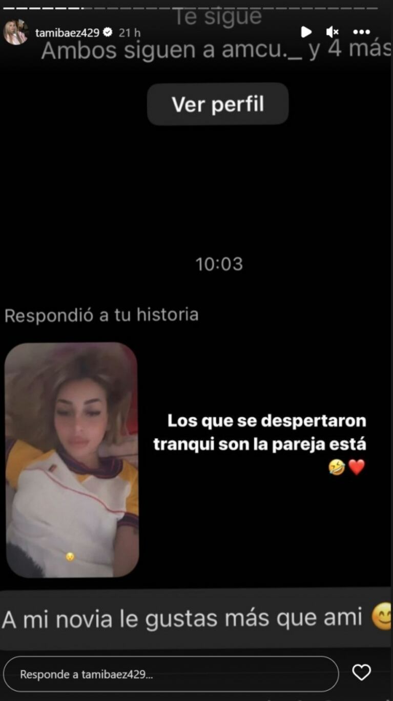 A Tamara Báez una pareja le tiró onda en un chat y la ex de L-Gante les retrucó con picardía