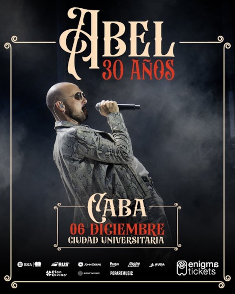 Abel Pintos anuncia su tour “Abel 30 Años”: fechas confirmadas y cómo sacar las entradas