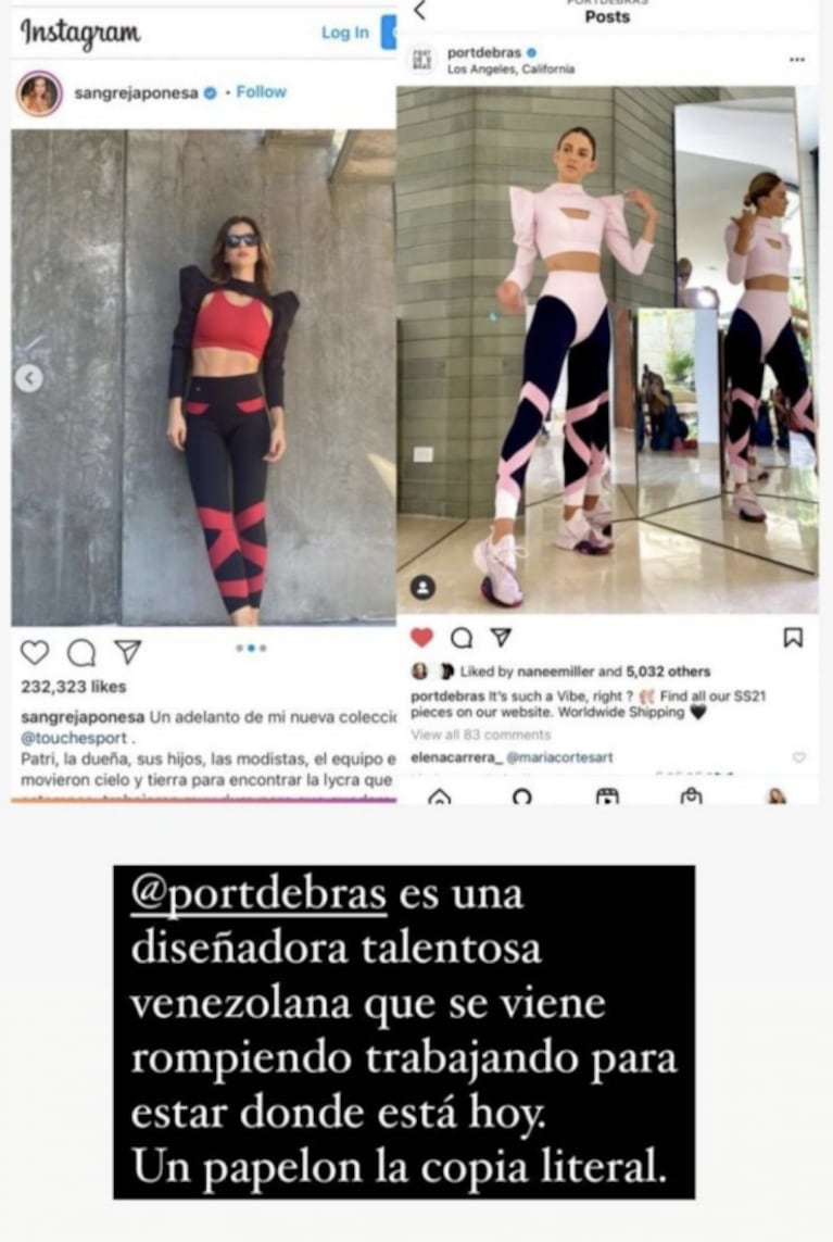 Acusan a China Suárez de copiar los diseños de su nueva línea de ropa deportiva: "Es una vergüenza"