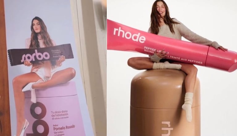 Acusan a Lola Latorre de copiar a Hailey Bieber (Foto: Instagram @sorbo_daily & @rhode)