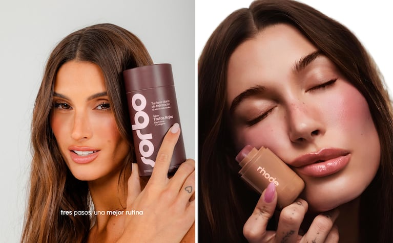 Acusan a Lola Latorre de copiar a Hailey Bieber (Foto: Instagram @sorbo_daily & @rhode)