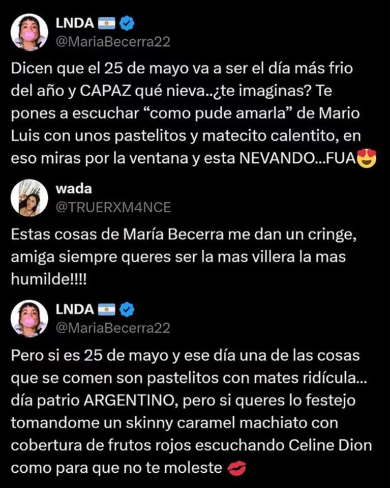 Acusaron a María Becerra de “villera” y ella respondió con todo: “Ridícula”