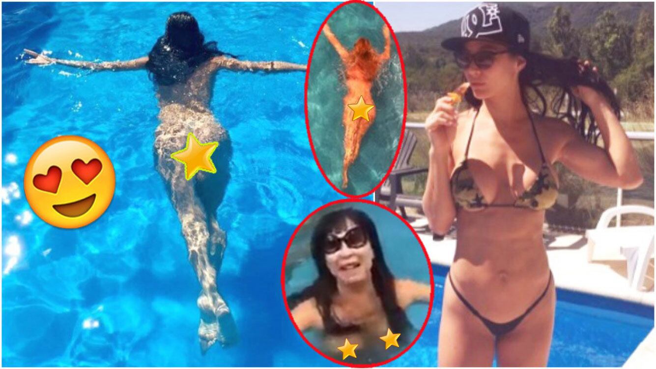 Adabel Guerrero nadó "como Dios la trajo al mundo" en Carlos Paz ¿y tiró un palito para Moria y Alfano? (Fotos: Instagram y Captura)