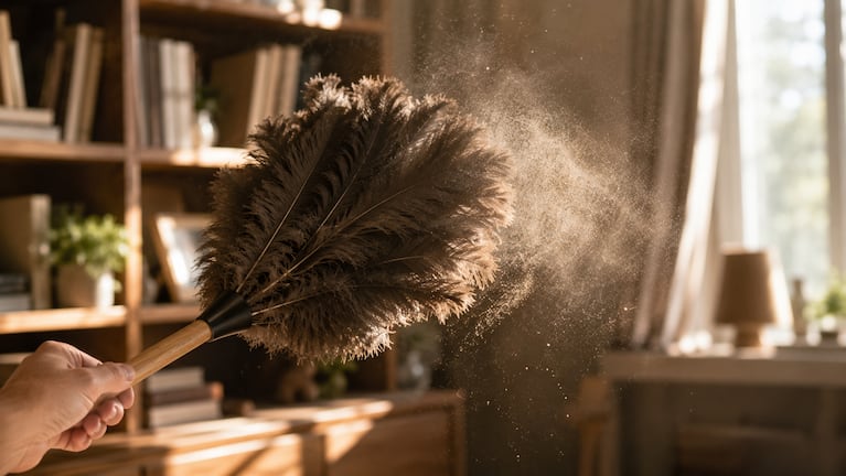 Adiós al plumero tradicional: la técnica que es furor entre los expertos para limpiar los muebles en 2026. Foto: IA