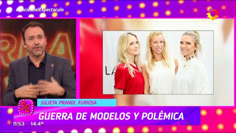 Adrián Pallares habló en Socios del Espectáculo de Julieta Prandi, Nicole Neumann y Pampita.