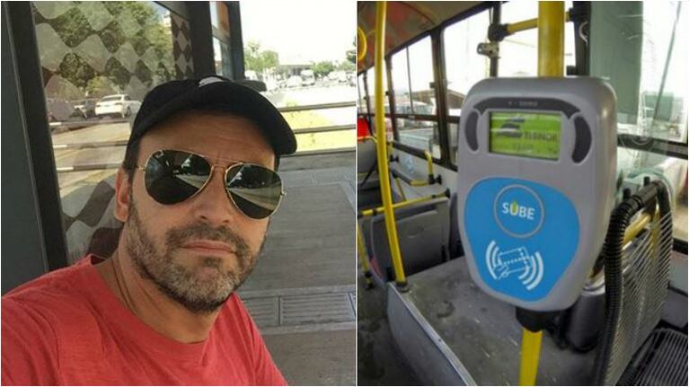 Adrián Pallares y su selfie esperando un colectivo: Estreno la SUBE