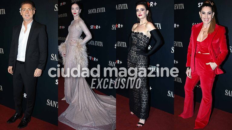 Adrián Suar, Celeste Cid y Soledad Pastorutti dijeron presente en el estreno de Santa Evita (Fotos: Movilpress).