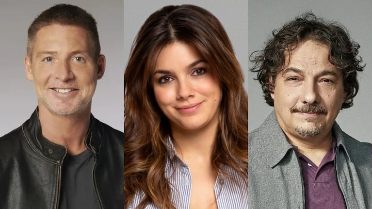 Adrián Suar con Fernán Mirás y Natalie Pérez protagonizan Mazel Tov en Disney+.