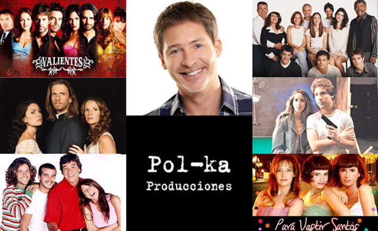 Adrián Suar y los artistas que participaron de las ficciones de Pol-ka en un gran festejo (Fotos: Web). 