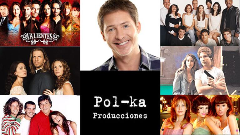 Adrián Suar y los artistas que participaron de las ficciones de Pol-ka en un gran festejo (Fotos: Web).