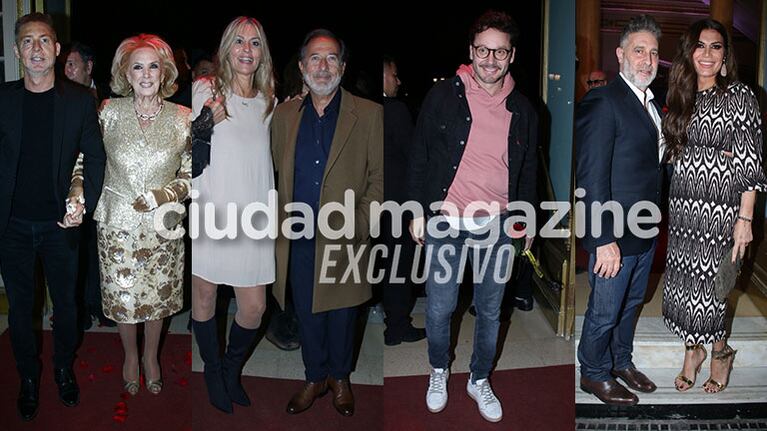 Adrián Suar y Mirtha Legrand, Guillermo Francella y Marynés Breña, Benjamín Vicuña, Flor de la Ve y Pablo Goycochea en el estreno de Piaf (Fotos: Movilpress). 