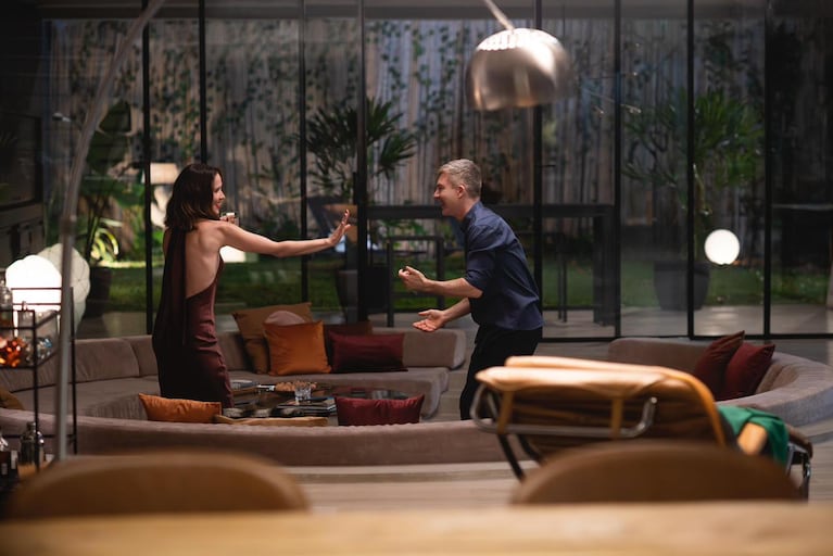 Adrián Suar y Natalia Oreiro en el rodaje de "Yo, Narciso"