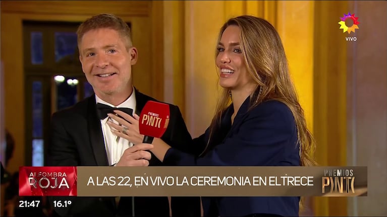 Adrián Suar y Rocío Robles en los Premios Pinti (Foto: captura de eltrece).