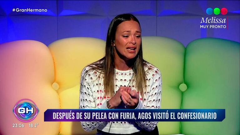 Agostina en el confesionario de Gran Hermano.