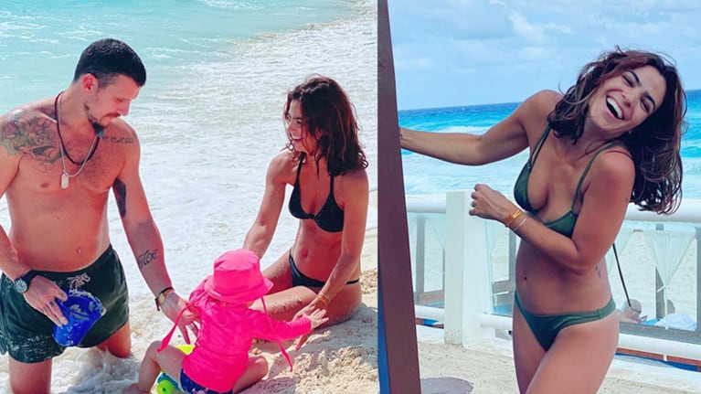 Agus se divirtió con su familia en las playas mexicanas.