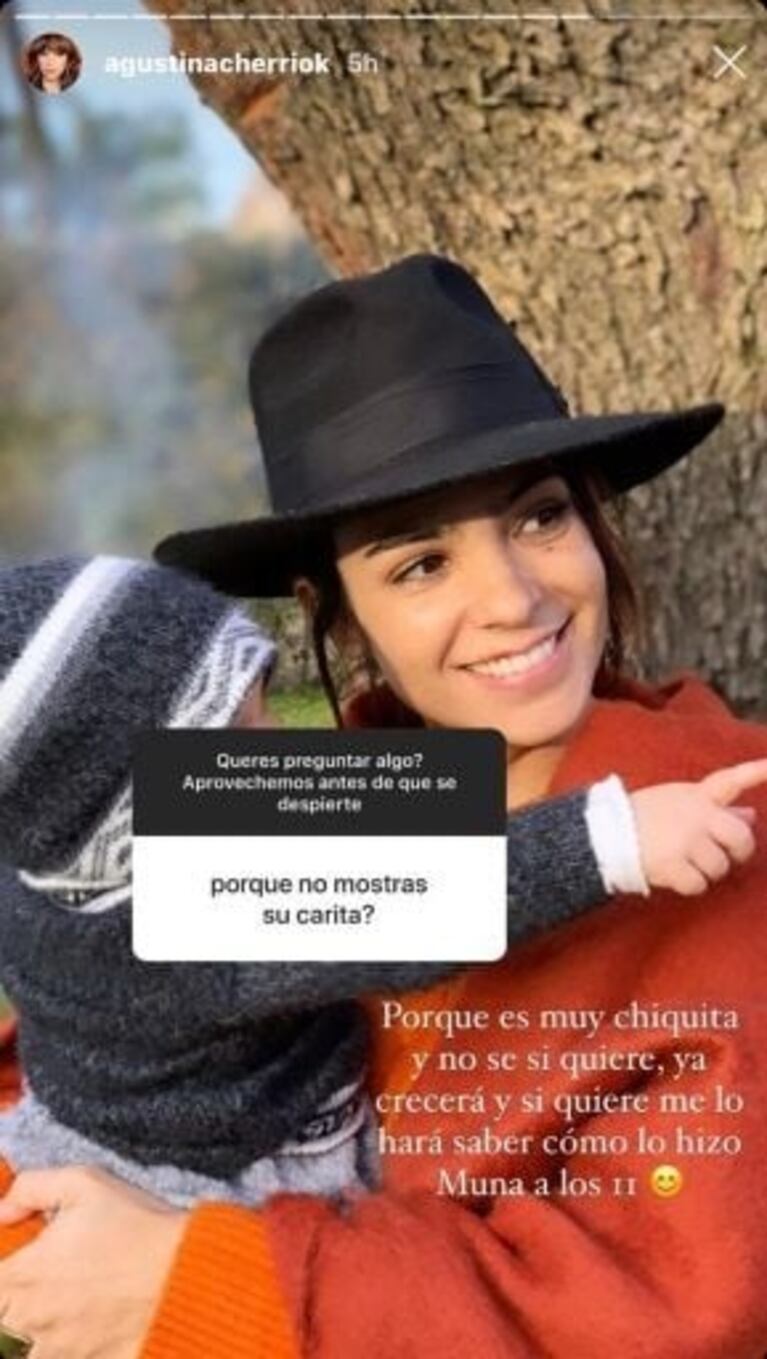 Agustina Cherri reveló por qué no muestra el rostro de su hija Alba en Instagram: "Es muy chiquita y no sé si quiere"