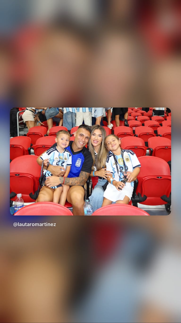 Agustina Gandolfo con Lautaro Martínez y sus hijos. Foto: Instagram agus.gandolfo