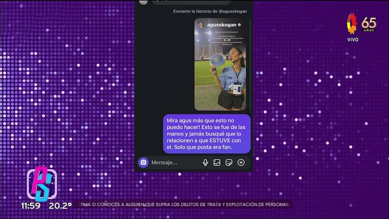 Agustina Gandolfo contra la fan de Lautaro Martínez (Foto: captura de eltrece).