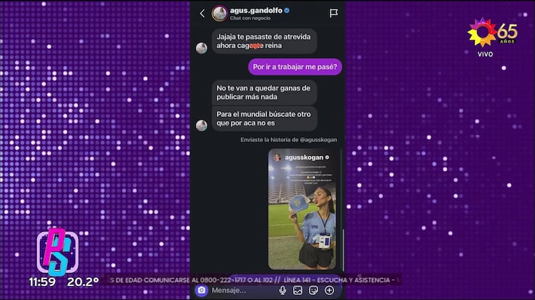 Agustina Gandolfo contra la fan de Lautaro Martínez (Foto: captura de eltrece).