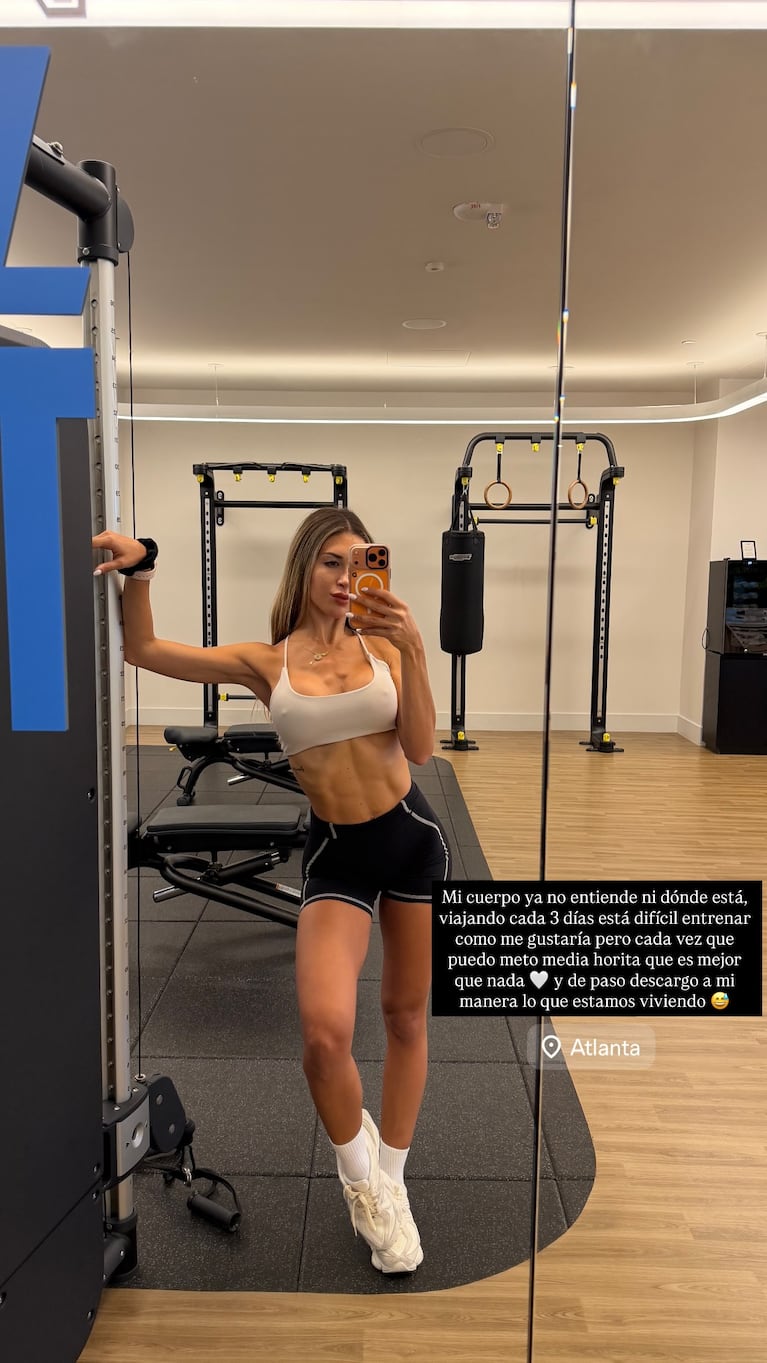 Agustina Gandolfo mostró su rutina de entrenamiento en medio de los viajes por el Mundial
Fuente: Instagram