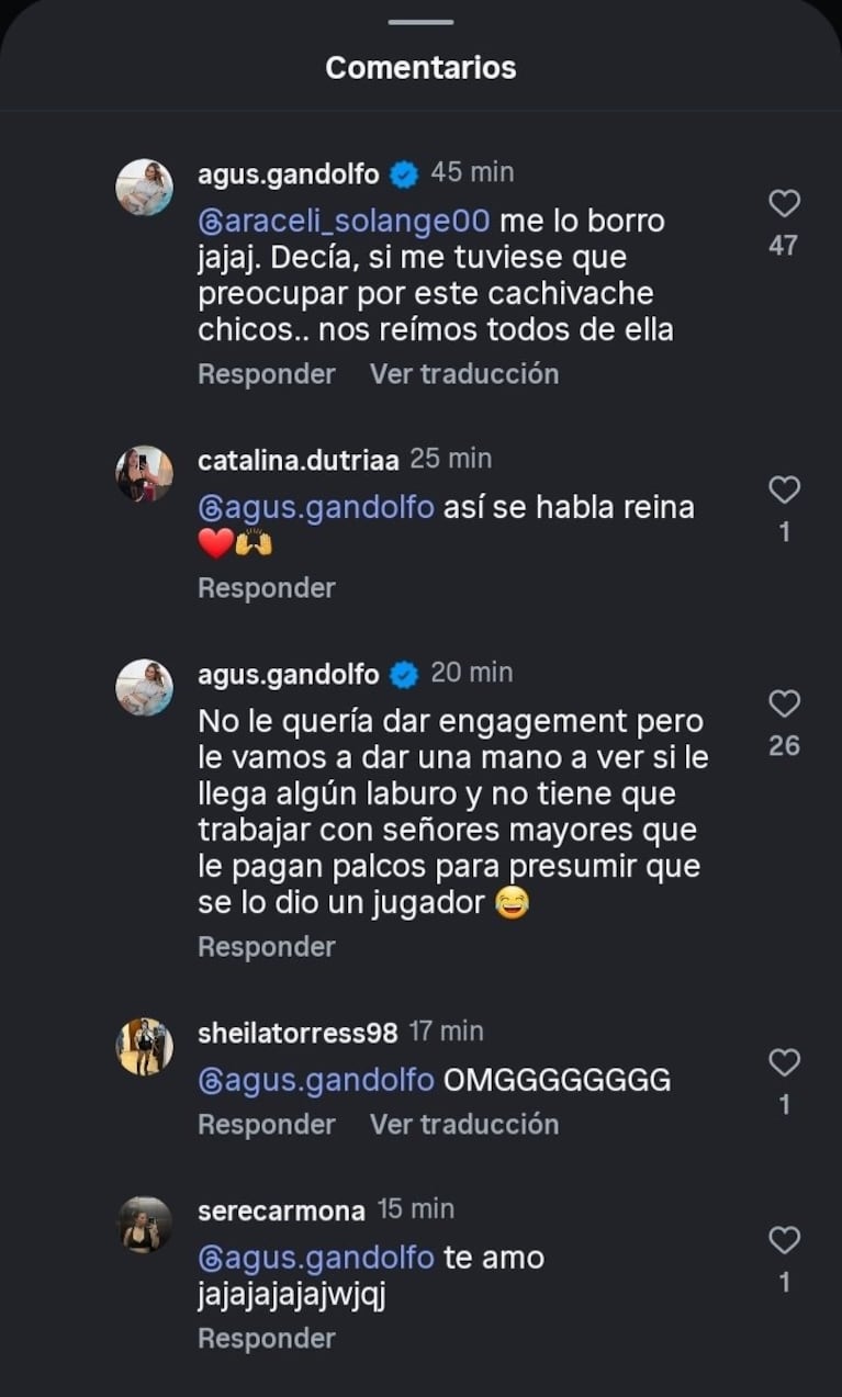 Agustina Gandolfo se cruzó con una fan de Lautaro Martínez en X.